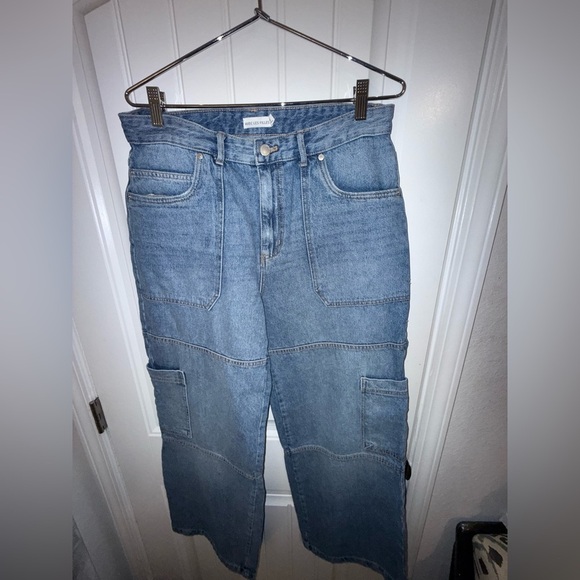 Avec Les Filles Blue Flare Wide Leg Cargo Jeans - Picture 7 of 13